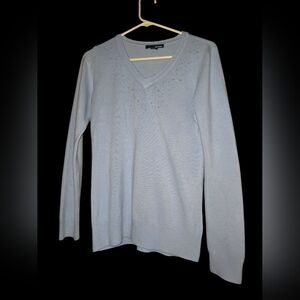7/54. Basic Editions Sky Blue V-Neck Sweater